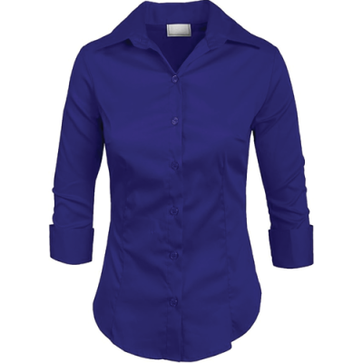 NE PEOPLE Women's 3/4 Sleeve Roll Up Stretch Collar Office Work Formal Casual Basic Blouse Top